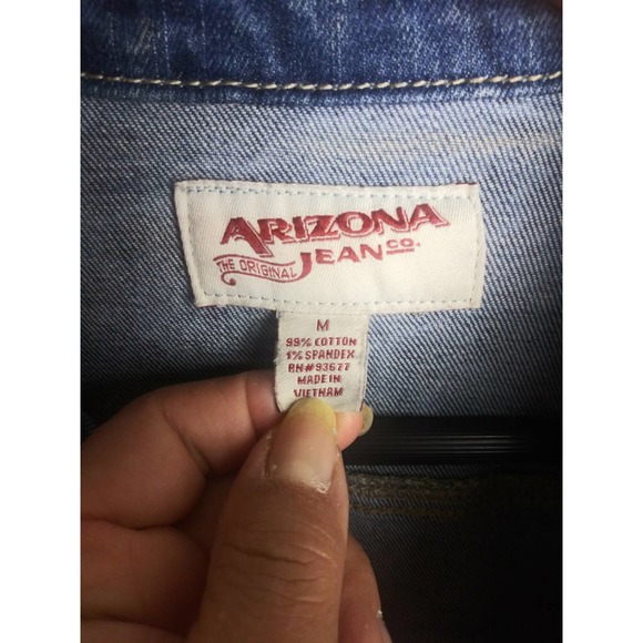 Arizona Jean Co. Vintage Cropped Zip Front Denim Jacket Women's Size M - Picture 5 of 13